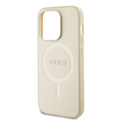 MagSafe-kotelo Apple iPhone 15 Prolle, Guess, Saffiano, Beige