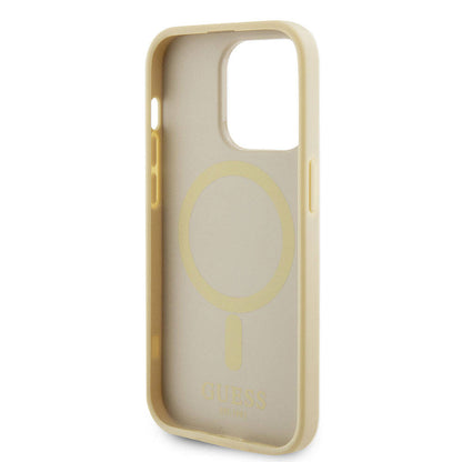 MagSafe-kotelo Apple iPhone 15 Prolle, Guess, Saffiano, Beige