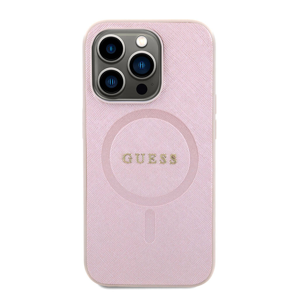 MagSafe-kotelo Apple iPhone 15 Prolle, Guess, Saffiano, Pinkki