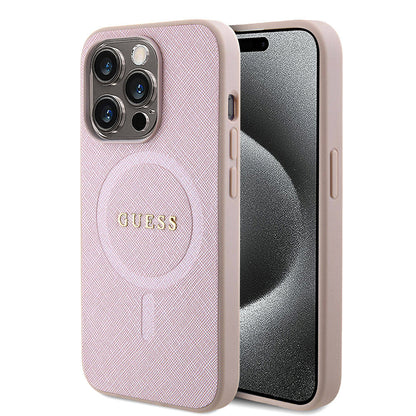 MagSafe-kotelo Apple iPhone 15 Prolle, Guess, Saffiano, Pinkki