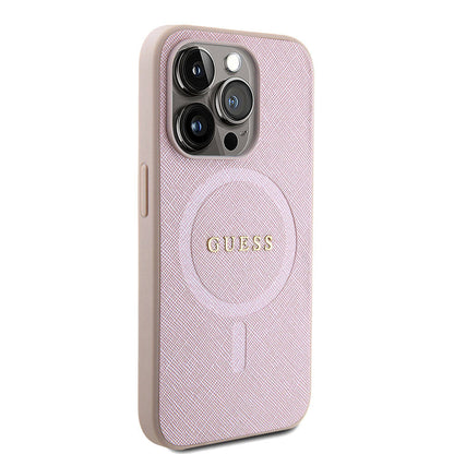 MagSafe-kotelo Apple iPhone 15 Prolle, Guess, Saffiano, Pinkki