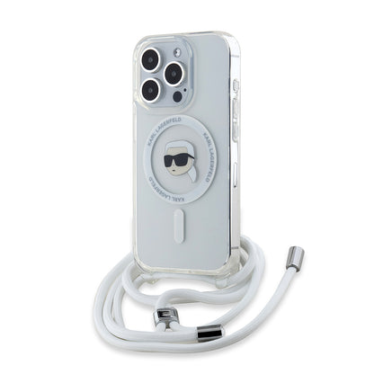 MagSafe-kotelo Apple iPhone 15 Prolle, Karl Lagerfeld, IML Crossbody Karl's Head, Läpinäkyvä