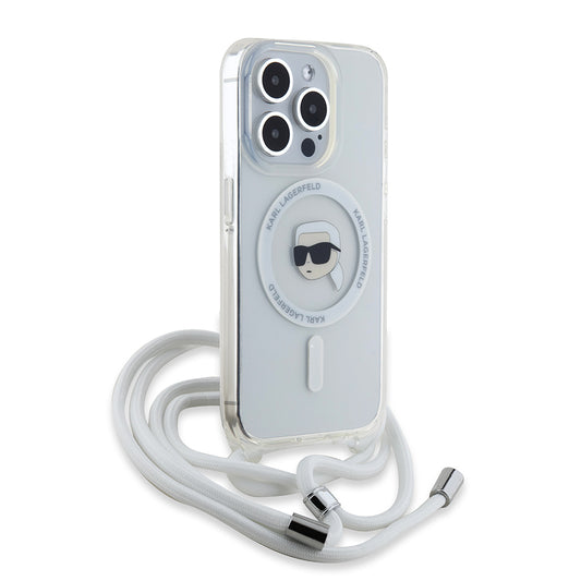 MagSafe-kotelo Apple iPhone 15 Prolle, Karl Lagerfeld, IML Crossbody Karl's Head, Läpinäkyvä