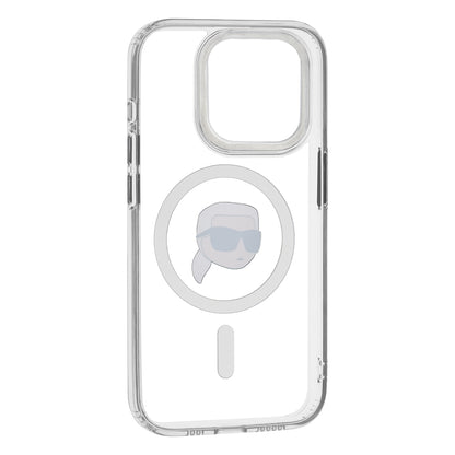 MagSafe-kotelo Apple iPhone 15 Prolle, Karl Lagerfeld, IML Metal Karl's Head, Valkoinen