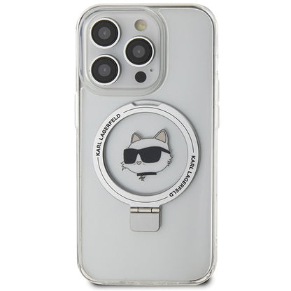 MagSafe Case for Apple iPhone 15 Pro, Karl Lagerfeld, Ring Stand Choupette's Head, White