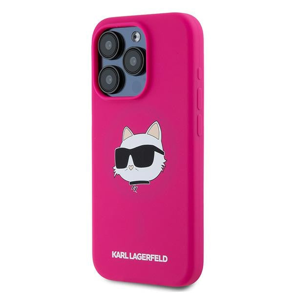 MagSafe-kotelo Apple iPhone 15 Prolle, Karl Lagerfeld, Silikoni Choupette's Head, Fuksia