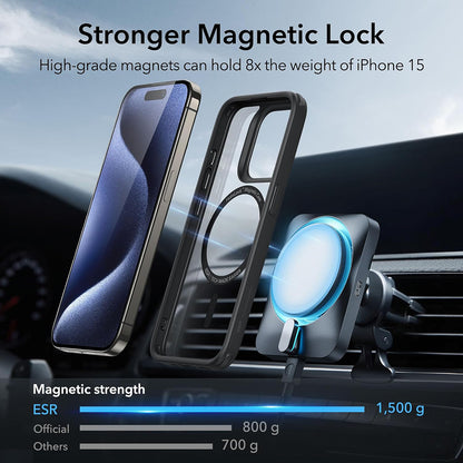 MagSafe-kotelo Apple iPhone 15 Pro Maxille, ESR, Classic Hybrid, Läpinäkyvä Musta