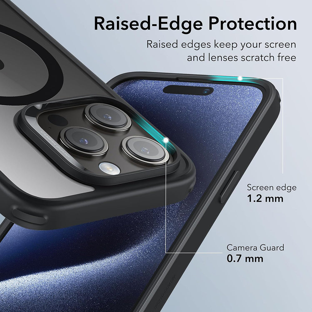 MagSafe-kotelo Apple iPhone 15 Pro Maxille, ESR, Classic Hybrid, Läpinäkyvä Musta