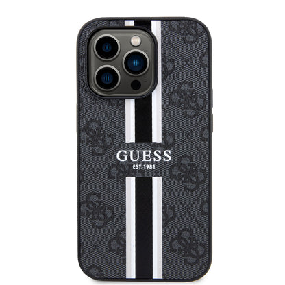 MagSafe-kotelo Apple iPhone 15 Pro Maxille, Guess, 4G Printed Stripes, Musta