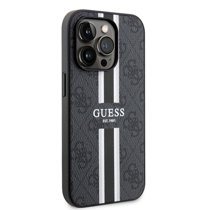 MagSafe-kotelo Apple iPhone 15 Pro Maxille, Guess, 4G Printed Stripes, Musta