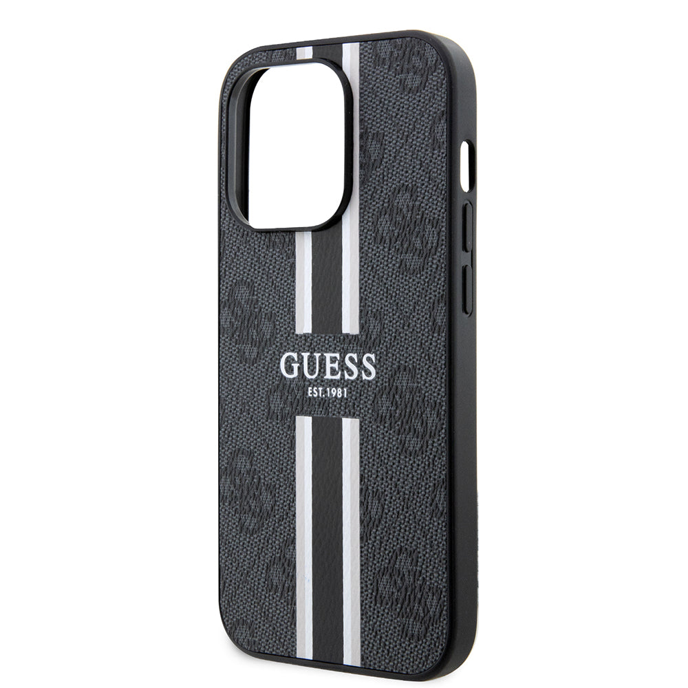 MagSafe-kotelo Apple iPhone 15 Pro Maxille, Guess, 4G Printed Stripes, Musta