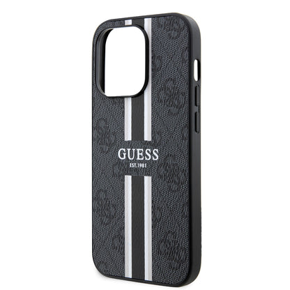 MagSafe-kotelo Apple iPhone 15 Pro Maxille, Guess, 4G Printed Stripes, Musta