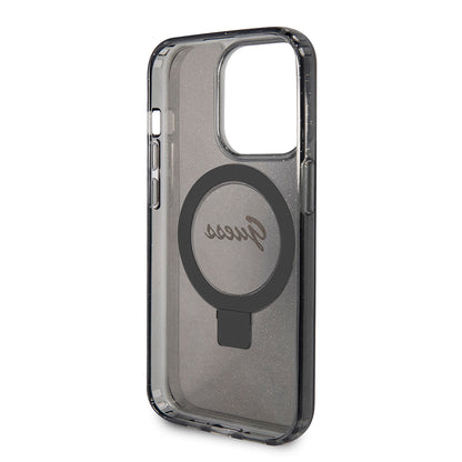 MagSafe-kotelo Apple iPhone 15 Pro Maxille, Guess, IML Ring Stand Glitter, Musta
