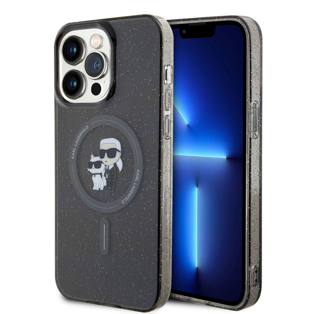 MagSafe-kotelo Apple iPhone 15 Pro Maxille, Karl Lagerfeld, Glitter, Musta