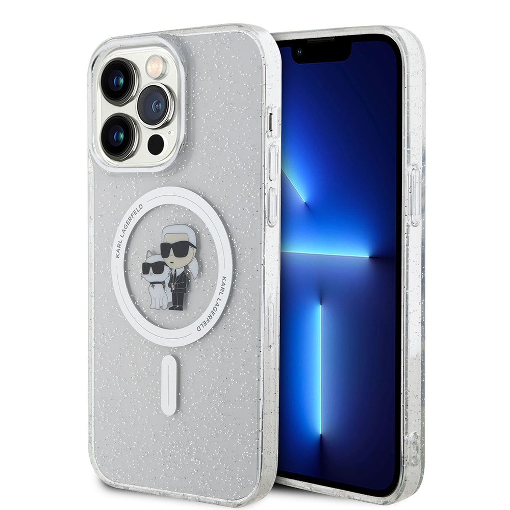 MagSafe-kotelo Apple iPhone 15 Pro Maxille, Karl Lagerfeld, Glitter, Läpinäkyvä