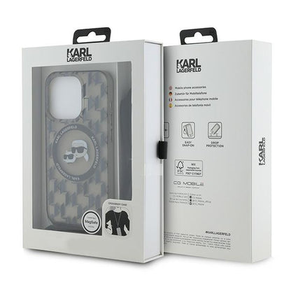 MagSafe Case for Apple iPhone 15 Pro Max, Karl Lagerfeld, IML Crossbody Monogram Karl & Choupette's Heads, Black