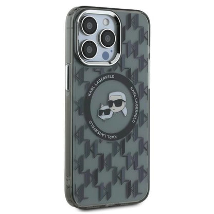 MagSafe-kotelo Apple iPhone 15 Pro Maxille, Karl Lagerfeld, IML Monogram Karl & Choupette's Heads, Musta