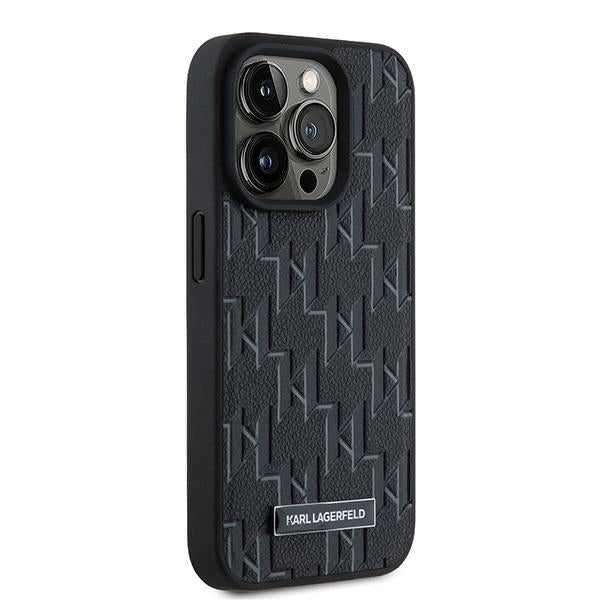 MagSafe Case for Apple iPhone 15 Pro Max, Karl Lagerfeld, Monogram Metal Logo, Black