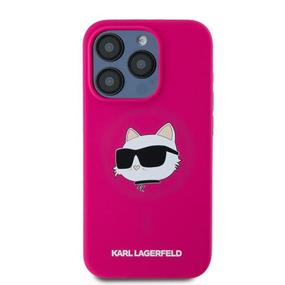 MagSafe-kotelo Apple iPhone 15 Pro Maxille, Karl Lagerfeld, Silicone Choupette's Head, fuksia