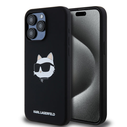 MagSafe-kotelo Apple iPhone 15 Pro Maxille, Karl Lagerfeld, Silicone Choupette's Head, Musta