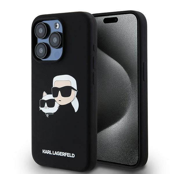 MagSafe-kotelo Apple iPhone 15 Pro Maxille, Karl Lagerfeld, Silicone Karl & Choupette, Musta