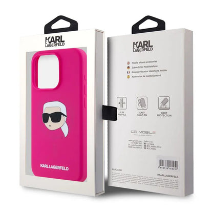 MagSafe-kotelo Apple iPhone 15 Pro Maxille, Karl Lagerfeld, Silicone Karl's Head, Fuksia