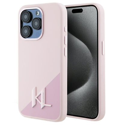 MagSafe-kotelo Apple iPhone 15 Pro Maxille, Karl Lagerfeld, Silicone Shadow Metal Initial, Pinkki