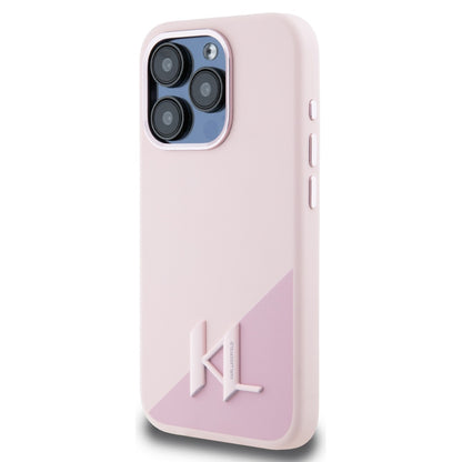 MagSafe-kotelo Apple iPhone 15 Pro Maxille, Karl Lagerfeld, Silicone Shadow Metal Initial, Pinkki