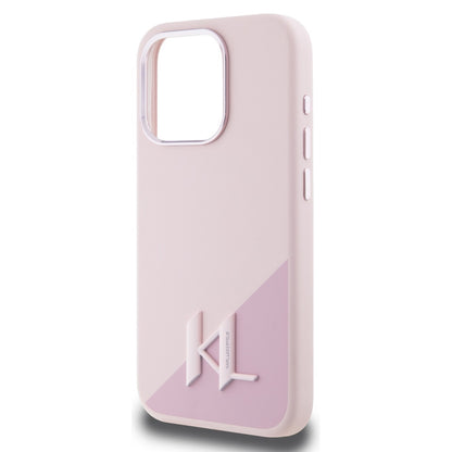 MagSafe-kotelo Apple iPhone 15 Pro Maxille, Karl Lagerfeld, Silicone Shadow Metal Initial, Pinkki