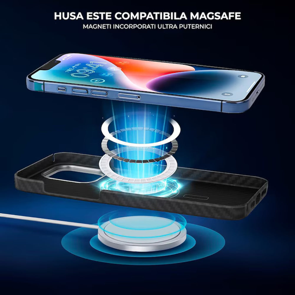 MagSafe-kuori Apple iPhone 15 Pro Maxille, Techsuit, aramidikuitu, musta