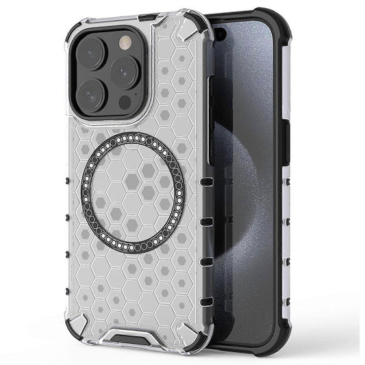 MagSafe-kuori Apple iPhone 15 Pro Maxille, Techsuit, HoneyComb Shield, Valkoinen