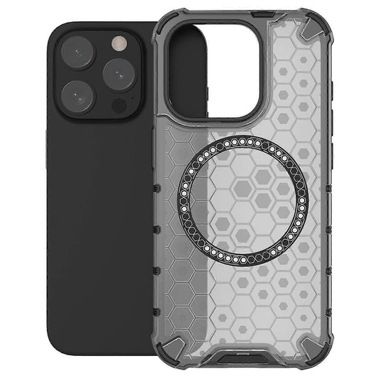 MagSafe-kuori Apple iPhone 15 Pro Maxille, Techsuit, HoneyComb Shield, Musta