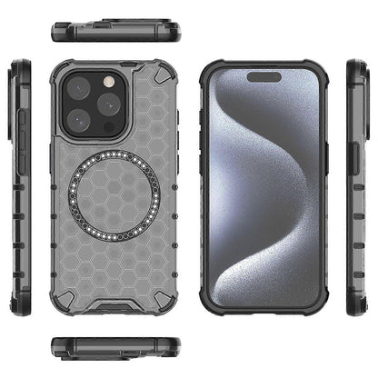 MagSafe-kuori Apple iPhone 15 Pro Maxille, Techsuit, HoneyComb Shield, Musta