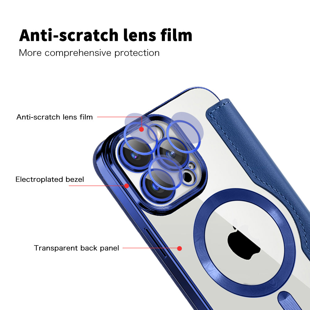 MagSafe Case for Apple iPhone 15 Pro Max, Techsuit, SmartMag Book, Blue