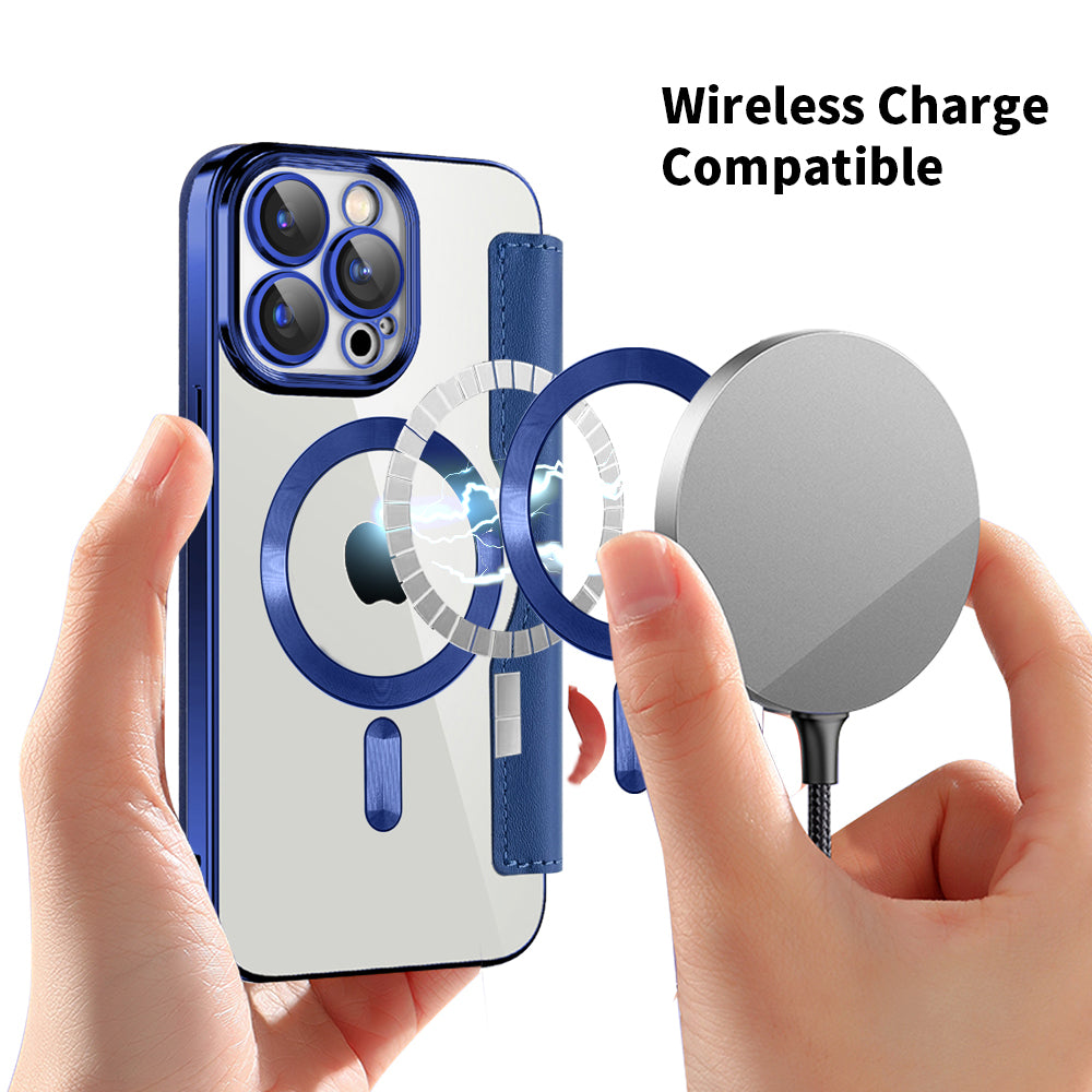 MagSafe Case for Apple iPhone 15 Pro Max, Techsuit, SmartMag Book, Blue