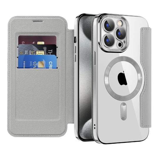 MagSafe-kuori Apple iPhone 15 Pro Maxille, Techsuit, SmartMag Book, Harmaa