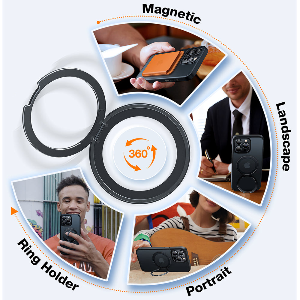 MagSafe-kotelo Apple iPhone 15 Pro Maxille, Torras, Ostand Pro, Musta