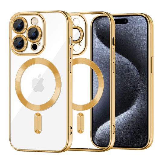 MagSafe-kuori Apple iPhone 15 Pro:lle, Techsuit, Luxury Crystal, Kultainen