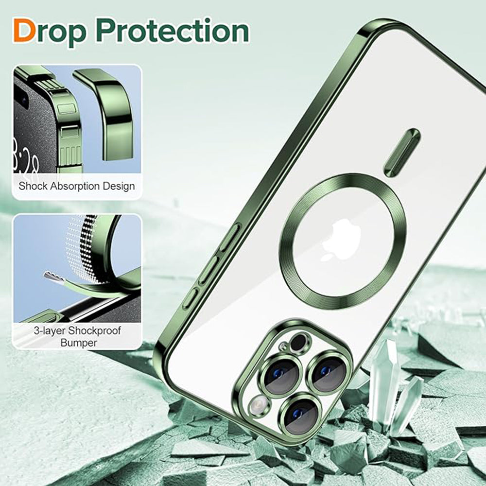 MagSafe-kuori Apple iPhone 15 Pro:lle, Techsuit, Luxury Crystal, Tummanvihreä