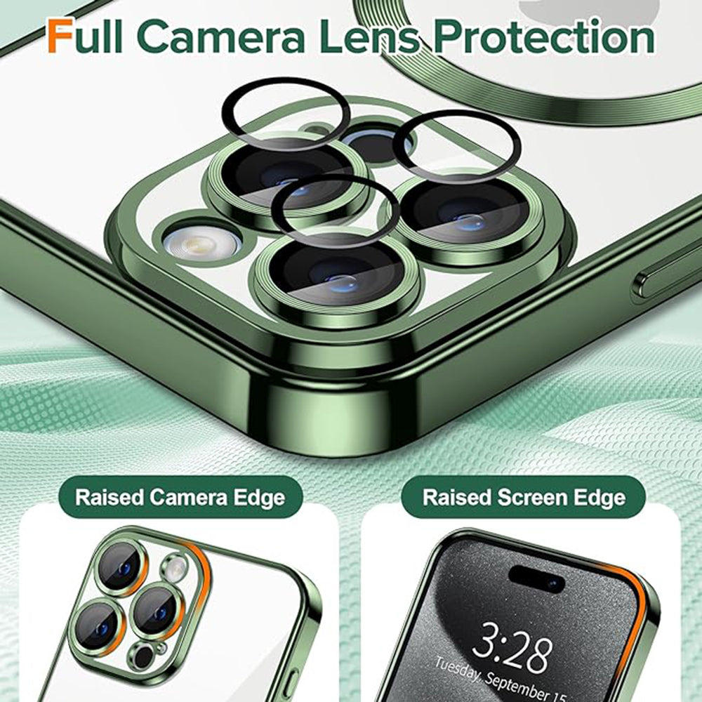 MagSafe-kuori Apple iPhone 15 Pro:lle, Techsuit, Luxury Crystal, Tummanvihreä