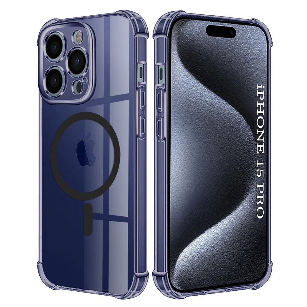 MagSafe Case for Apple iPhone 15 Pro, Techsuit, Shockproof Clear, Smoke