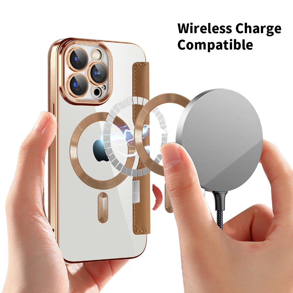MagSafe-kuori Apple iPhone 15 Pro:lle, Techsuit, SmartMag Book, Ruskea
