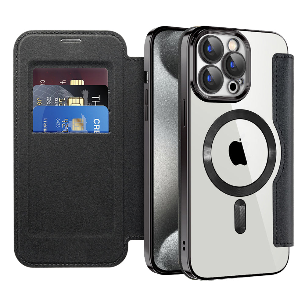 MagSafe-kuori Apple iPhone 15 Pro:lle, Techsuit, SmartMag Book, Musta