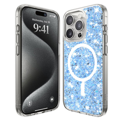 MagSafe-kuori Apple iPhone 15 Pro:lle, Techsuit, Kimaltava Glitter, Sininen