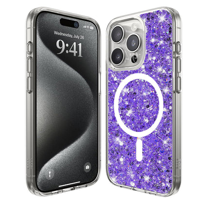 MagSafe-kuori Apple iPhone 15 Pro:lle, Techsuit, Kimaltava Glitter, Violetti