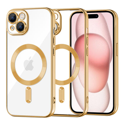 MagSafe Case for Apple iPhone 15, Techsuit, Luxury Crystal, Gold