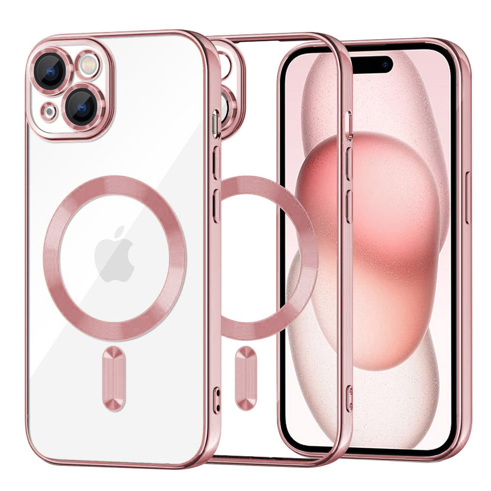 MagSafe Case for Apple iPhone 15, Techsuit, Luxury Crystal, Pink