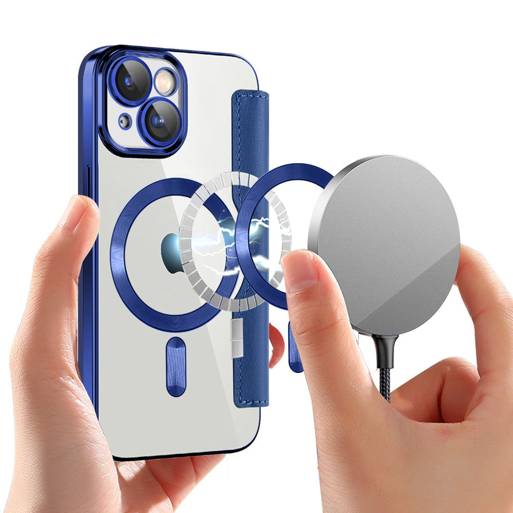 MagSafe-kuori Apple iPhone 15:lle, Techsuit, SmartMag Book, Sininen