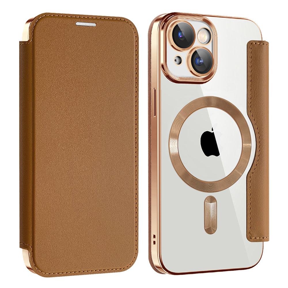 MagSafe-kuori Apple iPhone 15:lle, Techsuit, SmartMag Book, Ruskea