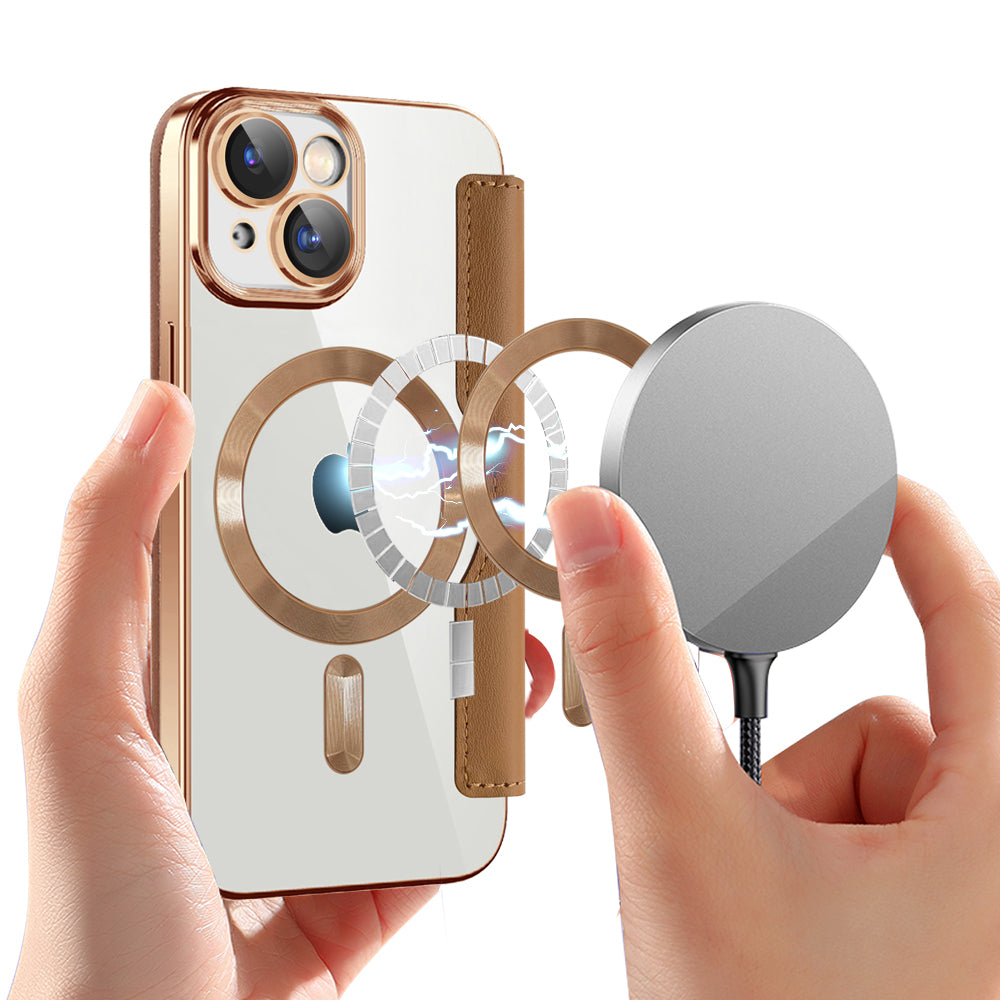 MagSafe-kuori Apple iPhone 15:lle, Techsuit, SmartMag Book, Ruskea